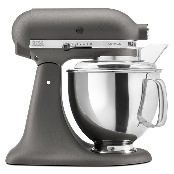 KitchenAid KSM150PSGR Artisan tilt-head mixer in Grey with a handled stainless-steel bowl