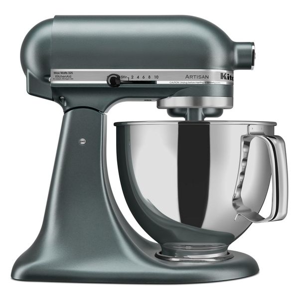 KitchenAid KSM150PSJP Artisan tilt-head mixer in Juniper with a handled stainless-steel bowl