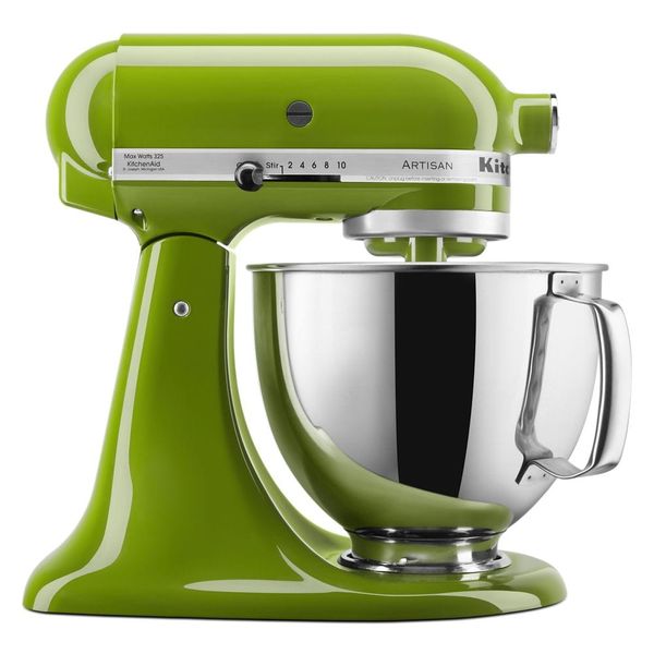 KitchenAid KSM150PSMA Artisan tilt-head mixer in Matcha with a handled stainless-steel bowl