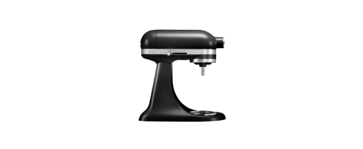KitchenAid Mini tilt-head body linked from KSM3316XIC page; pictured black, not Ice; no bowl/tools shown.