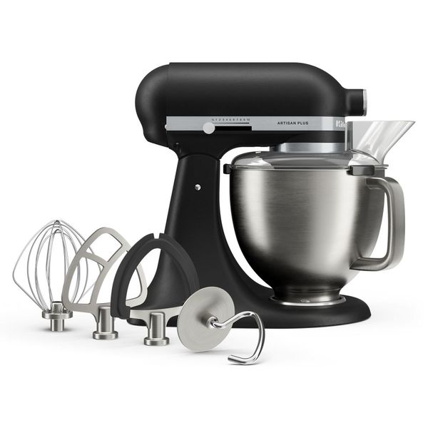 KitchenAid Artisan Plus 5-quart mixer reference shown in Black Matte, not Wild Blueberry KSM50PKVXWB.