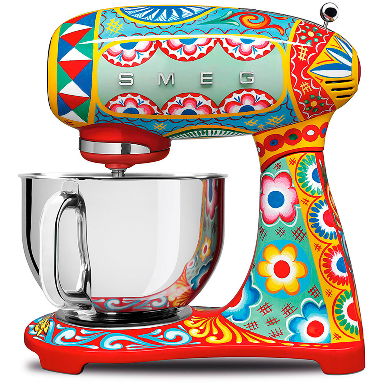 SMEG SMF03DGUS Sicily Is My Love decorated / special full-color 5-quart tilt-head mixer with handled stainless-steel bowl